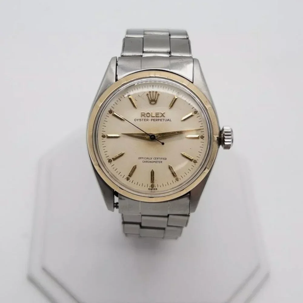 Vintage Rolex 34mm 18k Yellow Gold Stainless Steel Mens Watch